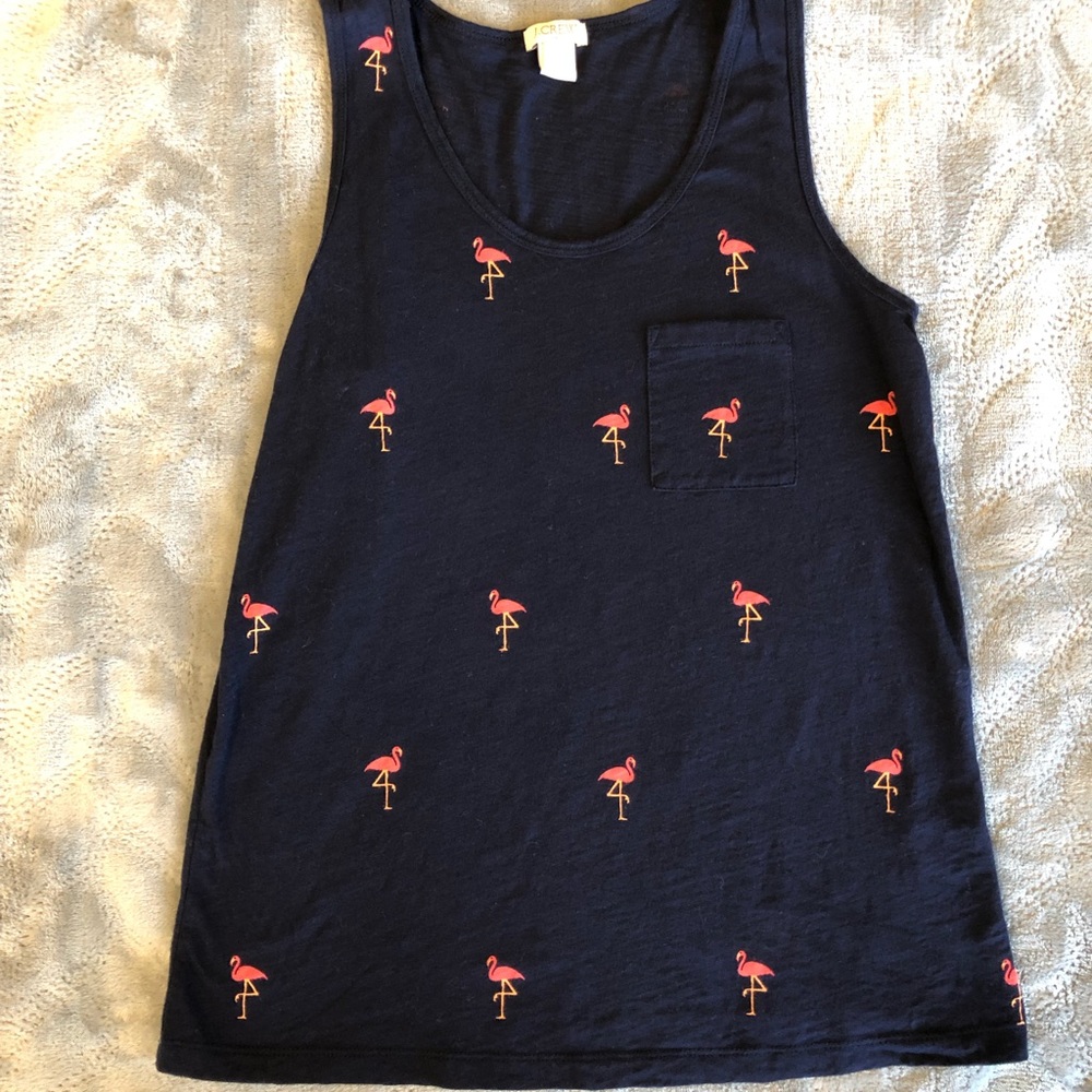 J. CREW Factory Navy Blue & Flamingo Tank Size-XS